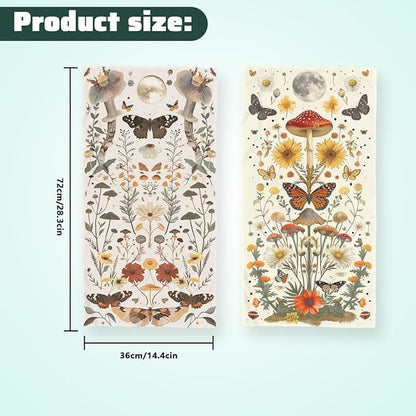 Butterfly Kitchen Dish Towels Set of 2 Absorbent Hand Towels Boho Moth Mushroom Moon Phase Watercolor