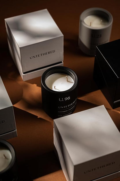 U.96 Luxury Scented Candle – Lemongrass, Eucalyptus & Amber | Hand-Poured in USA w/ 100% Natural Coconut & Apricot Wax | Double Wick, Long-Lasting Aromatherapy Candle for Home, Gift, & Rest (12.5 oz)