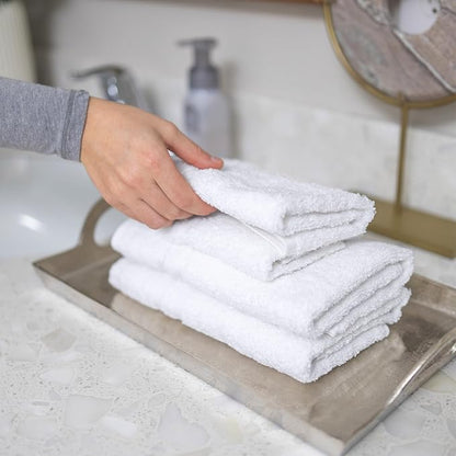 Hawmam Linen Hand Towels  Bath Towels Set of 4 16x29 Inch Premium Turkish Cotton Blissful Luxury Spa Feel, White