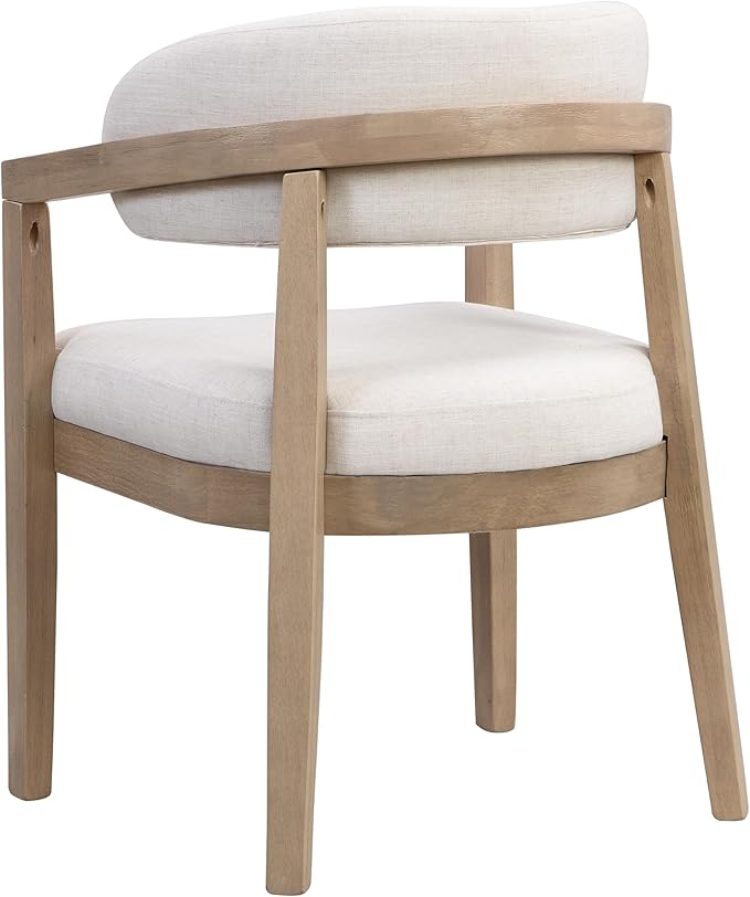 Christopher Knight Home Set of 2 Lanford Fabric Upholstered Dining Chairs, Curved Backrest Kitchen Side Chair, Soft Padded Seat&Back Cushion, Solid Wood Armchair, Ergonomic Extra Seat,Beige+Light Ash