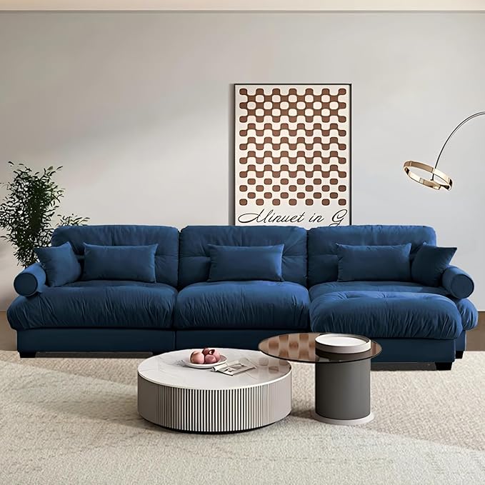 SorFlash Sectional Sofas Couches for Living Room, L Shaped Couch Sofa Set, Small Couches for Small Spaces, Apartment with Movable Ottoman, Blue