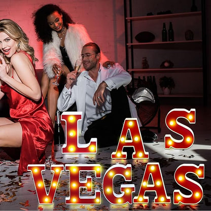 Las Vegas Light up Letters Sign Party Decorations Battery Powered Marquee Lighted Sign LED Alphabet Letter Lights for Night Party Tabletop Decor Supplies