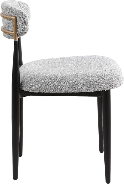 Morden Fort Modern Dining Chairs Set of 4, Boucle Upholstered Chairs with Open Back and Black Metal Legs for Dining Room, Kitchen, Living Room and Apartment