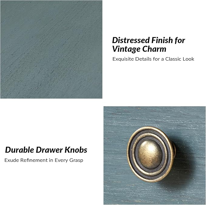 HULALA HOME Spindle Nightstands with Charging Station, Solid Wood Nightstand with Drawer Shelf, Side Table with Pull-Out Shelf (Blue)