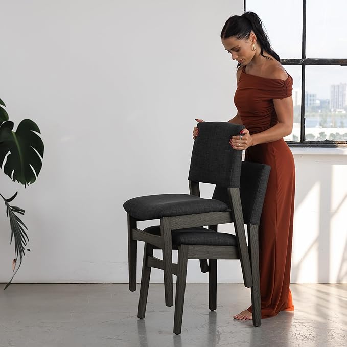 Transformer Expandable Dining Table Set – Solid Wood Table for 2 to 12 with Bench & 4 Stackable Chairs, Space-Saving Adjustable Dining Room Furniture (Dark Grey, Table + Bench + 4 Chairs)