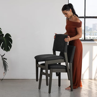 Transformer Expandable Dining Table Set – Solid Wood Table for 2 to 12 with Bench & 4 Stackable Chairs, Space-Saving Adjustable Dining Room Furniture (Dark Grey, Table + Bench + 4 Chairs)