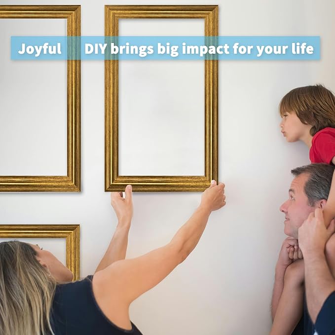 Art3d Pre-Cut Wall Molding Set of 6 pcs, Ready-to-Assemble Wainscoting Panels for Interior Wall Décor Living Room Bedroom Accent Wall - Installed with Glue, 3 Top 3 Bottom, Antique Gold