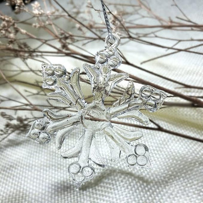 Style Glass Clear Glass Snowflake Ornament Winter Christmas Tree Hanging Decorations (12 Pieces).