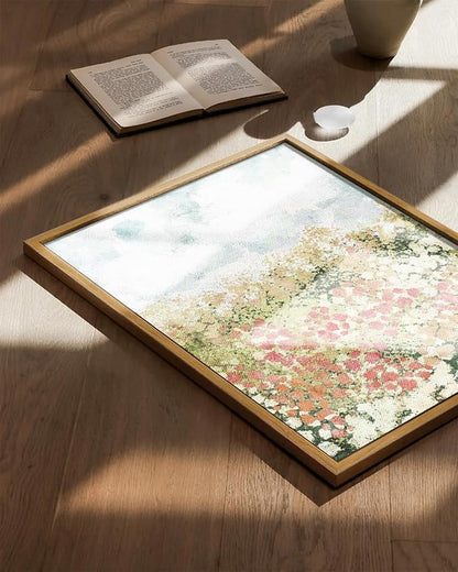 KBKBART Framed Wall Art for Bedroom & Bathroom, Vintage Spring Flower Pictures Aesthetic Farmhouse Wall Decor, Canvas Oil Painting, Summer Room Decor (12x16)