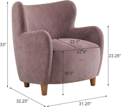 Christopher Knight Home Auden Wingback Accent Chair, Fabric Club Chair, Velvet Upholstered Armchair,Curved Backrest Single Sofa,Soft Cushion Seating, Reading Lounge Chair for Living Room, Dusty Orchid