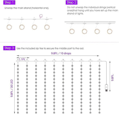 Minetom Curtain Lights, 300 LED Dimmable Fairy Lights with Remote and Timer, 8 Modes, USB Powered String Lights for Room Wall Party Xmas Indoor Decor, Purple