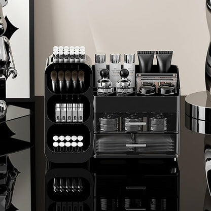 Makeup Organizer with Drawers for Vanity,Spacious Cosmetic Display Case,Perfect Storage Solution for Your Beauty Essential (Black)