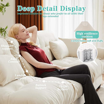 SorFlash Sectional Sofas Couches for Living Room, L Shaped Couch Sofa Set, Small Couches for Small Spaces, Apartment with Movable Ottoman, Beige