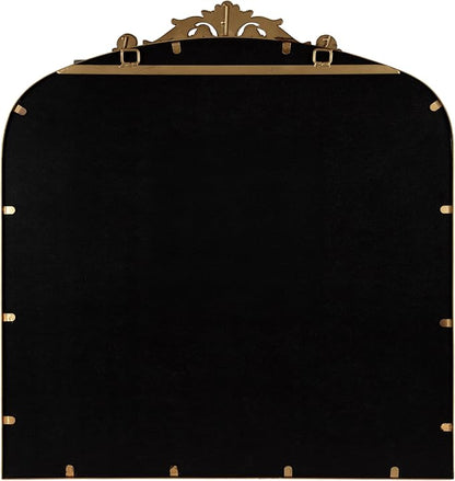 Kate and Laurel Arendahl Ornate Traditional Square Arched Mirror; 28 x 30; Bronze; Decorative Baroque Style Vintage Arch Mirror with Wide Frame and Crown