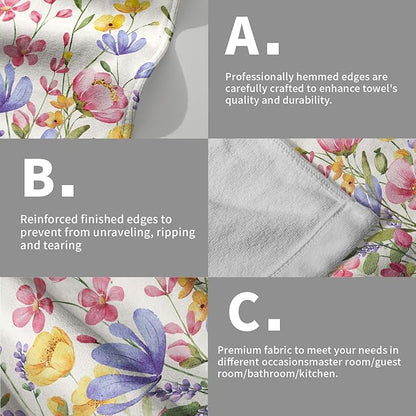 Spring Floral Dish Towels Set of 2 Colorful Decorative Kitchen Towels Absorbent Holiday Tea Towels