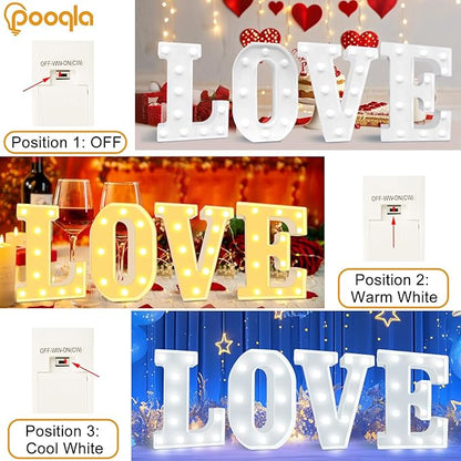 Pooqla LED Marquee Letter Lights, Warm White and Cool White Decorative Lighted Letters, Light Up Alphabet Letters for Boys Girls, Party, Wedding, Bar, Night Light, Birthday Decoration, Letter V