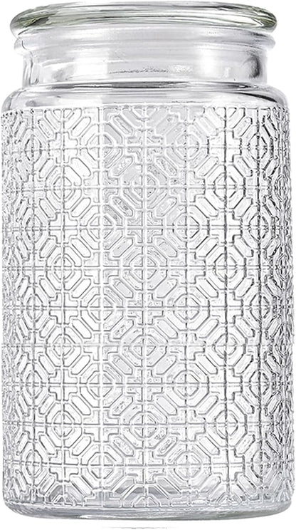 32oz Vintage Glass Jar With Lid, Glass Storage Containers, Airtight Kitchen Storage Containers For Sugar, Coffee, Tea, Spice, Flour, Candy Cookie, Pasta, Cereal, Cute Decorative Jars