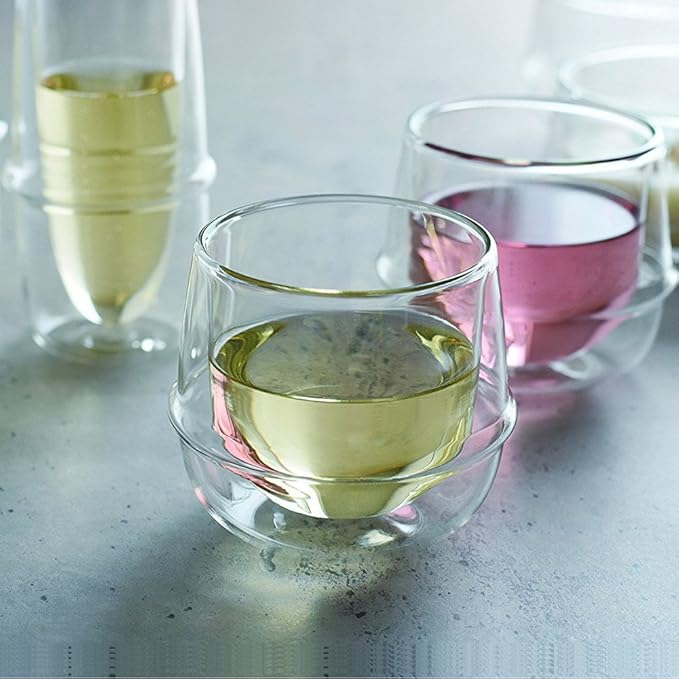 KINTO 23109 KRONOS Double Wall Champagne Glass, 5.3 fl oz (160 ml), Heat-resistant Glass, Microwave and Dishwasher Safe