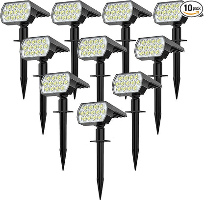WELALO Solar Spot Lights Outdoor, [10 Pack/52 LED/3 Modes] Solar Landscape Spotlights, Solar Powered Security Lights, IP68 Waterproof Wall Lights for Outsides Walkway Yard Garden Driveway(Cool White)