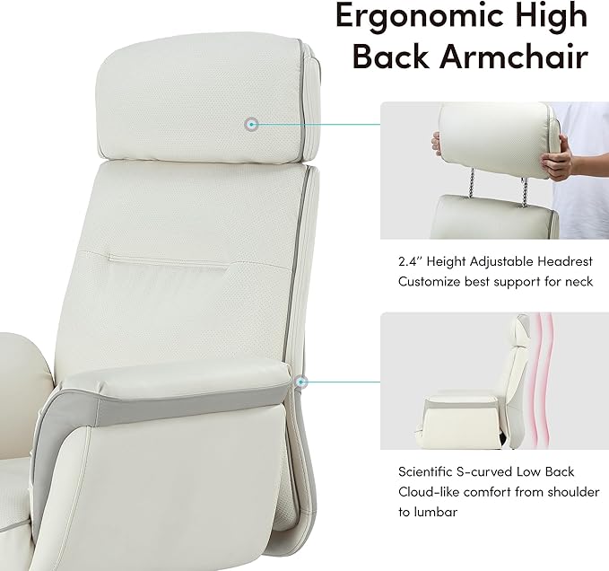 EUREKA ERGONOMIC Microfiber Leather Office Chair Ergonomic Desk Chair, Executive Chair Office Gaming Chair, Comfy Big and Tall Office Chair with Elevatable Headrest & Padded Armrests, Beige