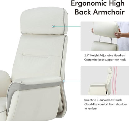 EUREKA ERGONOMIC Microfiber Leather Office Chair Ergonomic Desk Chair, Executive Chair Office Gaming Chair, Comfy Big and Tall Office Chair with Elevatable Headrest & Padded Armrests, Beige