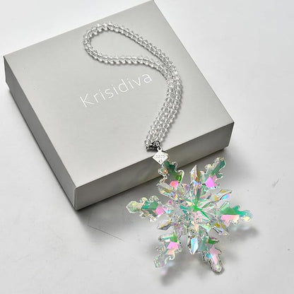 2025 Annual Edition Snowflake Crystal Christmas Ornaments,Christmas Tree Ornaments Crystal Sun Catcher Home Hanging Decor(25-Dreamy Pink)