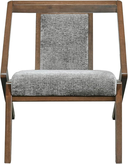 Acanva Mid-Century Modern Lounge Chair, Upholstered Velvet Living Room Reading Armchair with Solid Wood Frame, Steel-Grey