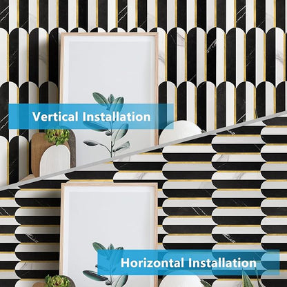 Vamos Tile Peel and Stick Backsplash Seamless Tile,Stick on Backsplash for Kitchen and Bathroom, Marble Look PVC Mixed Metal Gold Self Adhesive Metal Mosaic Tiles (1 Sheet)