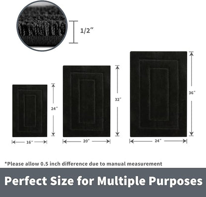 GRANNY SAYS Black Bathroom Rug, Non Slip Bath Mats for Bathroom, Super Soft and Water Absorbent, Microfiber Bath Rugs, Machine Wash Dry, Bath Rugs for Floor, Tub and Shower, 20 x32
