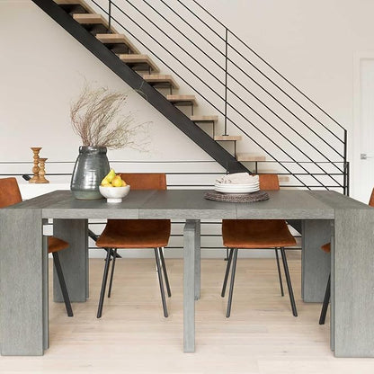 Transformer Table Expandable Dining Table for 2 to 12 – Solid Wood Extendable Kitchen Table, Space-Saving Adjustable Dinner Table, Modern Wooden Dining Furniture (Dark Grey, Table with 5 Panels)