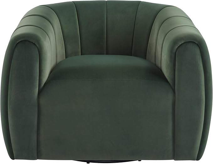Christopher Knight Home Monroe Velvet Swivel Club Chair,Armchair with 360-Degree Rotation,Upholstered Barrel Swivel Sofa Chair for Living Room/Bedroom,Tufted Back,Thick Cushion, Iron Base, Olive Green