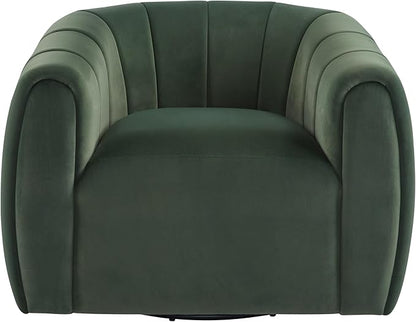 Christopher Knight Home Monroe Velvet Swivel Club Chair,Armchair with 360-Degree Rotation,Upholstered Barrel Swivel Sofa Chair for Living Room/Bedroom,Tufted Back,Thick Cushion, Iron Base, Olive Green