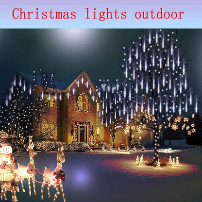 Outdoor Christmas Lights: 24Tubes(Equivalent to 3 Sets of 8-Tubes) Purtuemy Meteor Shower Lights Icicle White Christmas Lights Outdoor for Xmas Tree Halloween Decoration Wedding Party Window