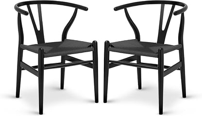 POLY & BARK Weave Chair Set of 2 in Pitch Black