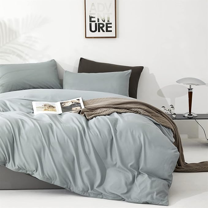 CLOTHKNOW Light Blue California King Comforter Set Dusty Blue Bedding Comforter Sets Soft Comforter with 2 x Pillow Cases