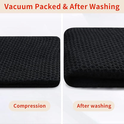 Homaxy 100% Cotton Kitchen Towels and Dishcloths Set, 12 x 12 Inches and 13 x 28 Inches, Set of 16 Bulk Kitchen Towels Set, Ultra Soft Absorbent Dish Cloths for Washing Dishes, Black