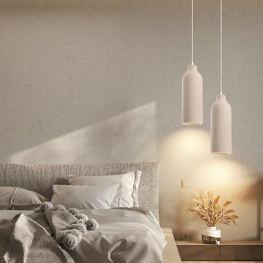 JAYMP Wabi Sabi Pendant Light for Dining Room Kitchen Island Light Hallway Restaurant Hanging Lamp E26 Base Japanese Style Wine Bottle Shape Lighting Fixture, 1 Pack (Light Brown,B Shape, D18×H50cm)