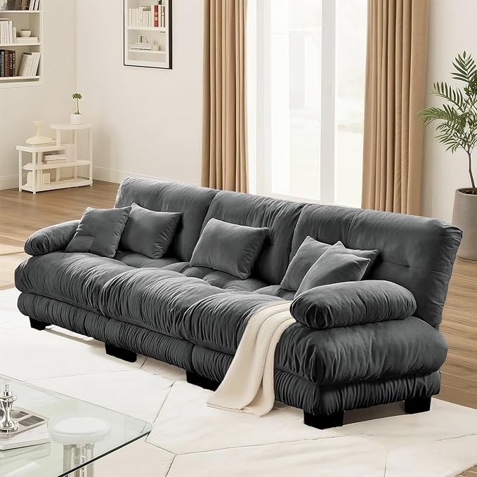 SoarFlash 133.8” Sectional Sofa 3 Seat Couch, L Shaped Modern Sofa with Solid Wood Legs, Couches Sofas for Living Room Apartment, Comfortable Small Couches for Small Spaces, Grey
