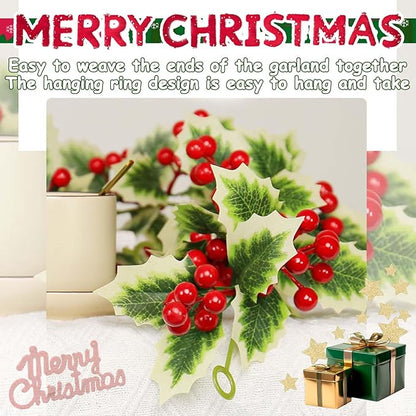 Christmas Garland Decorations, Artificial Berry Garland, Realistic Greenery Garland for Staircase, Mantle, Banister, Fireplace, Wall, Door, Table, Indoor & Outdoor Holiday Xmas Decor 5.75 FT
