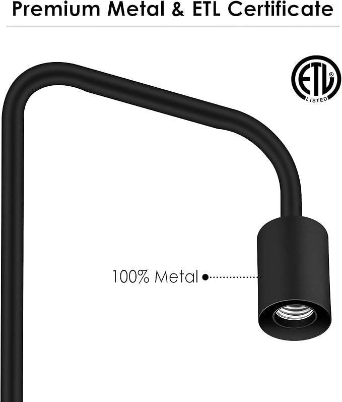 BoostArea Floor Lamp, Industrial Floor Lamp, 63 Inch Standing Lamp, E26 Socket, On/Off Footswitch, Whole Metal, ETL Listed, Modern Small Lamp for Bedroom, Living Room, Minimalist, Vintage, Mid Century