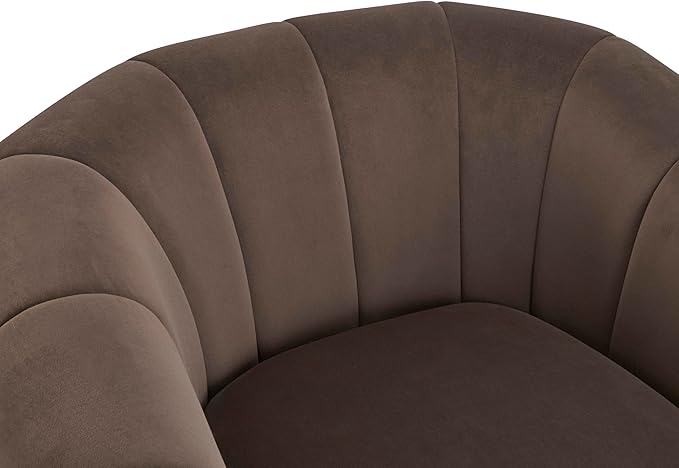Christopher Knight Home Monroe Velvet Swivel Club Chair, Armchair with 360-Degree Rotation, Upholstered Barrel Swivel Sofa Chair for Living Room, Tufted Back, Thick Cushion, Iron Base, Dark Brown