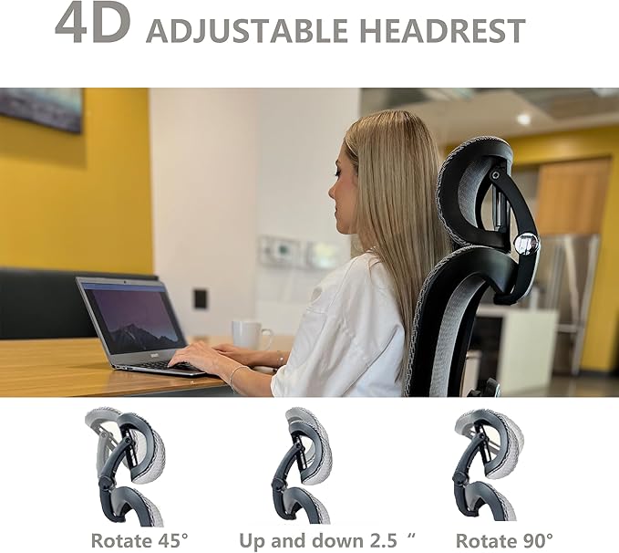 Ergonomic Office Chair, Big and Tall Mesh Home Desk Chair with Adjustable Lumbar Support, Gaming Chair with Headrest, 5D Armrest,90-130°Tilt, BIFMA Certified, Model Zen (Grey)