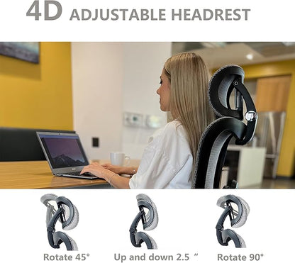 Ergonomic Office Chair, Big and Tall Mesh Home Desk Chair with Adjustable Lumbar Support, Gaming Chair with Headrest, 5D Armrest,90-130°Tilt, BIFMA Certified, Model Zen (Grey)