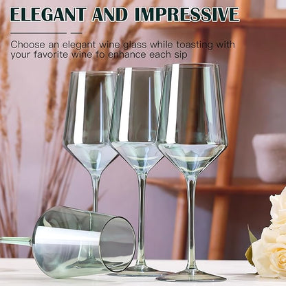 Green Wine Glasses Set of 6-15oz Hand-Blown Green Wine Glass Set for Bar Party Wine Glasses