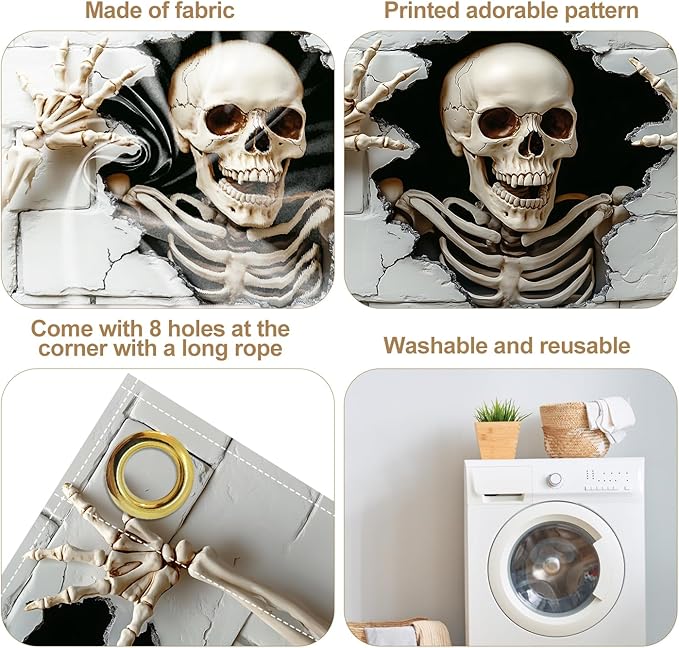6 x 13 ft Halloween Garage Door Decorations Halloween decorations Witch Door Cover, Hanging Banner, Cauldron Backdrop Mural for Home, Outdoor, Indoor, Spooky Party, Wall, Window (Skull-2)