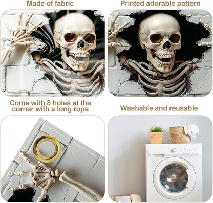 6 x 13 ft Halloween Garage Door Decorations Halloween decorations Witch Door Cover, Hanging Banner, Cauldron Backdrop Mural for Home, Outdoor, Indoor, Spooky Party, Wall, Window (Skull-2)