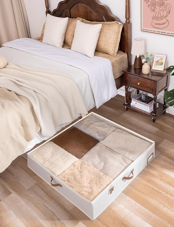 StorageWorks Underbed Storage Box, Under Bed Clothes Organizer With Sturdy Structure and Ultra Thick Fabric, 33" L x 31" W x 6 ¾ "H, 2 pack