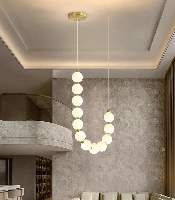 Modern Chandeliers LED Dimmable Light Acrylic Balls Ceiling Pendant Lighting for Living Room Dining Room Bedroom Adjustable Hanging Lights 25 Watts Gold Lamp