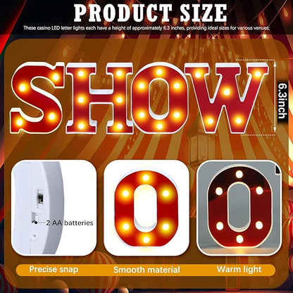 Show Light up Letters Sign Party Decorations Battery Powered Marquee Lighted Sign LED Alphabet Letter Lights for Night Party Tabletop Decor Supplies