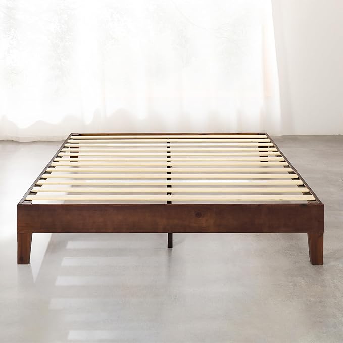 Mellow Naturalista Grand - 12 Inch Solid Wood Platform Bed with Wooden Slats - No Box Spring Needed - Queen (Espresso)